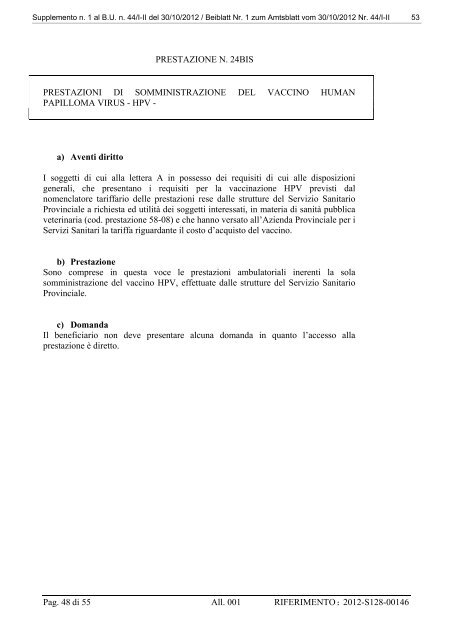 [81487] Supplemento n. 1 al Bollettino n. 44 del 30/10/2012