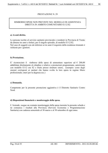 [81487] Supplemento n. 1 al Bollettino n. 44 del 30/10/2012