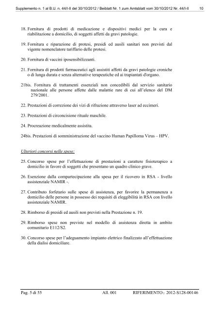 [81487] Supplemento n. 1 al Bollettino n. 44 del 30/10/2012