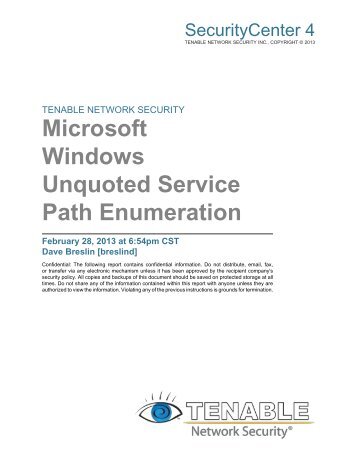 Microsoft Windows Unquoted Service Path Enumeration - Tenable ...