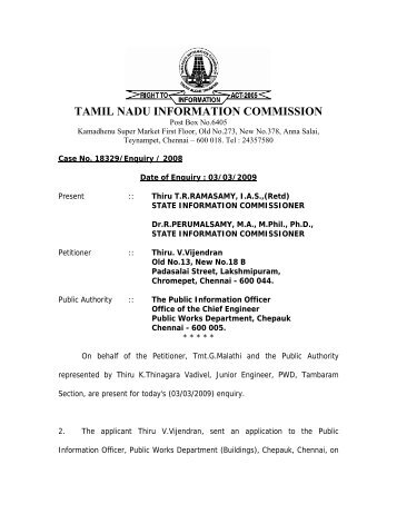 Decisions - Tamil Nadu Information Commission
