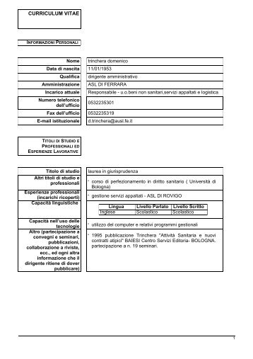 CV TRINCHERA DOMENICO.pdf - Azienda USL di Ferrara