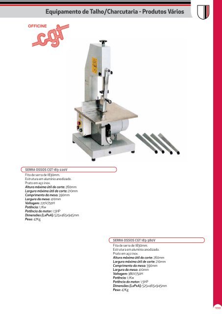 Equipamento de Charcutaria / Talho