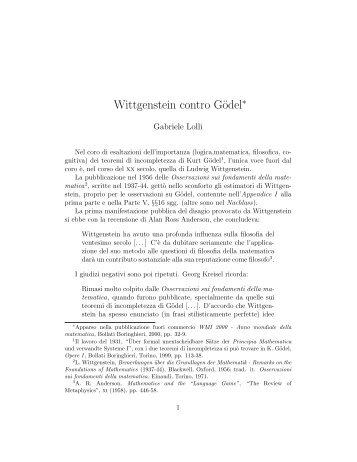 Wittgenstein contro Gödel