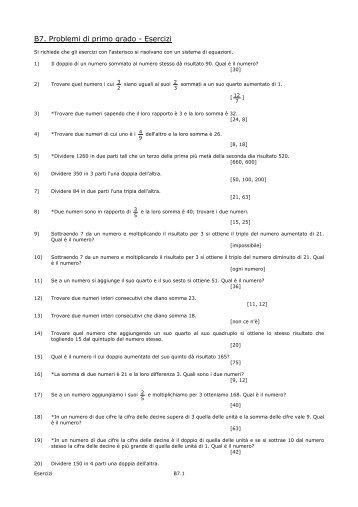 capitolo B7 - problemi di primo grado - esercizi