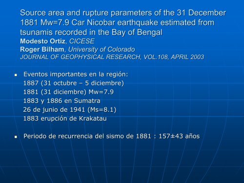 Sismos en zonas de subducción: Sumatra y México - dgdif