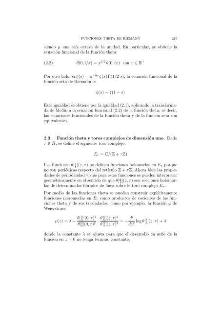 FUNCIONES THETA DE RIEMANN 1. Introducción El objetivo de ...