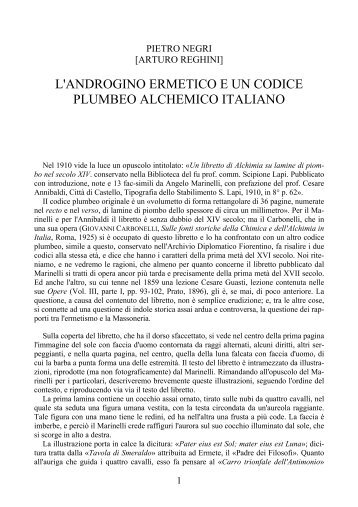 l'androgino ermetico e un codice plumbeo ... - La Melagrana