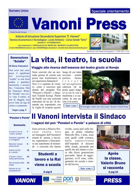 Vanoni_Press_Speciale_Orientamento - Istituto Vanoni Nardò