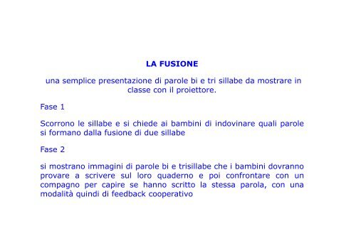 LA FUSIONE una semplice presentazione di parole bi e tri sillabe da ...