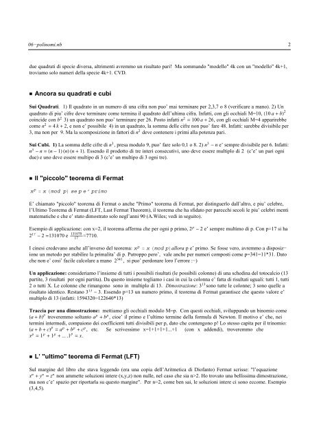 Cenni di TEORIA DEI NUMERI - Liceo Scientifico XXV Aprile