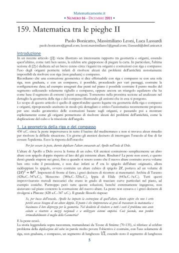 159. Matematica tra le pieghe II - Matematicamente.it