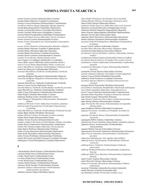 Species Index r - z; pp. pp. 663 - Nearctica