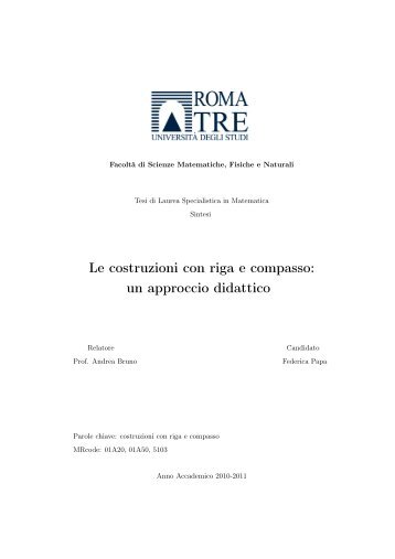 Le costruzioni con riga e compasso - Dipartimento di Matematica