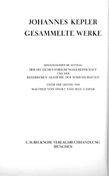 JOHANNES KEPLER GESAMMEL TE WERKE