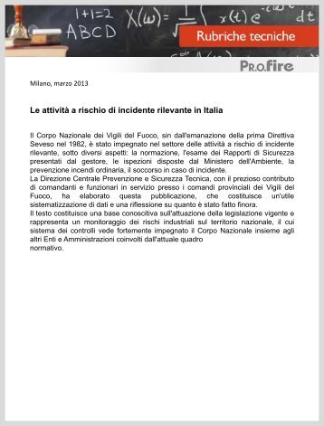 Le attività a rischio di incidente rilevante in Italia - Associazione Pr.o ...