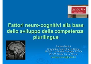 Fattori neuro-cognitivi alla base dello sviluppo della ... - Sbilf.Eu