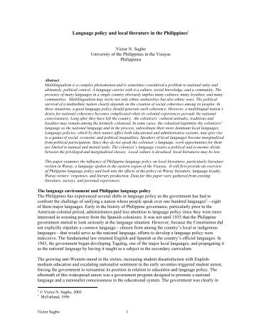 Language policy and local literature in the ... - SIL International
