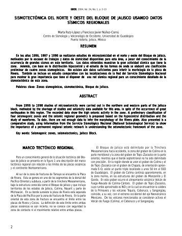 Sismotectónica del norte y oeste del Bloque de Jalisco usando ...