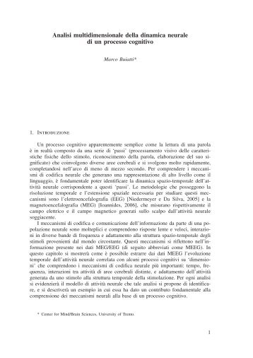 Analisi multidimensionale della dinamica neurale di un processo ...