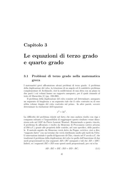 Le equazioni di terzo grado e quarto grado - Dipartimento di ...