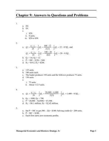 Chapter 9: Answers to Questions and Problems