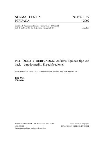NORMA TÉCNICA NTP 321.027 PERUANA 2002 ... - Indecopi