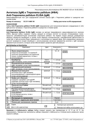 Anti-Treponema pallidum ELISA (IgМ) - Аналитика