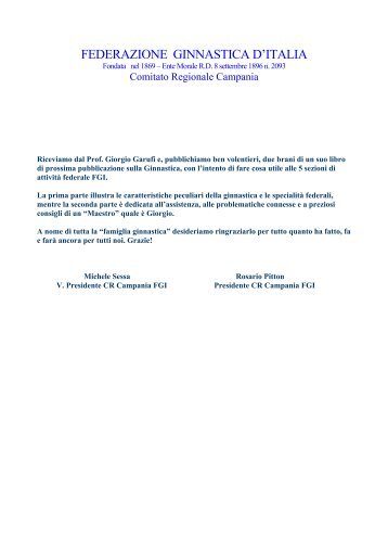 ginnastica artistica - Comitato Regionale Campania F.G.I.