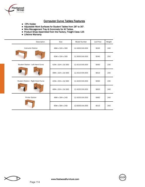 Price List - Fleetwood Furniture