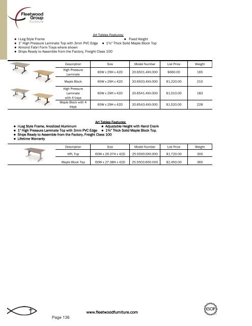 Price List - Fleetwood Furniture