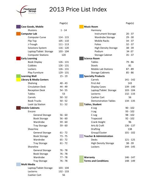 Price List - Fleetwood Furniture