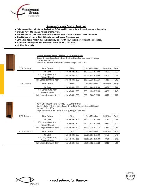 Price List - Fleetwood Furniture