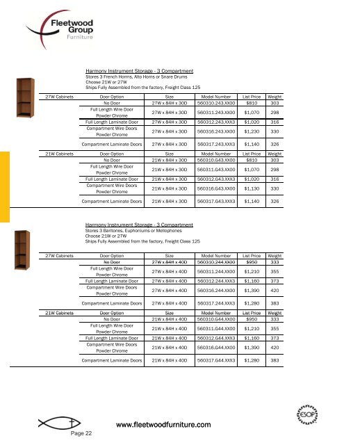 Price List - Fleetwood Furniture