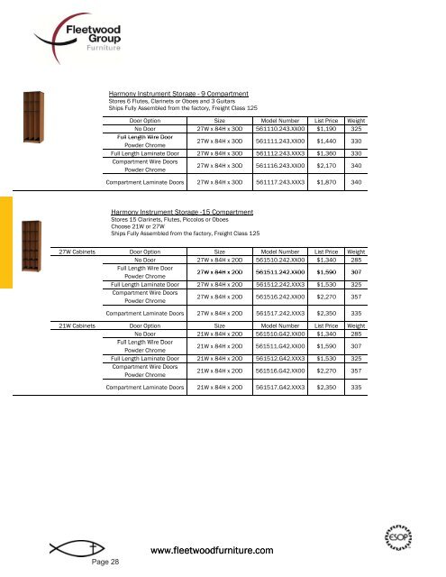 Price List - Fleetwood Furniture