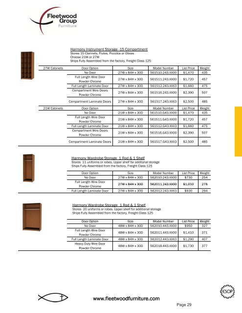 Price List - Fleetwood Furniture