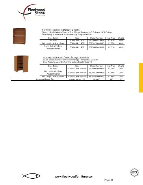 Price List - Fleetwood Furniture