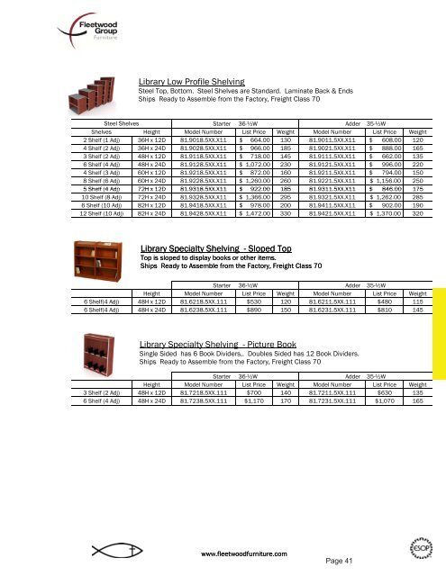 Price List - Fleetwood Furniture