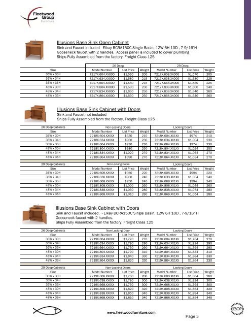 Price List - Fleetwood Furniture