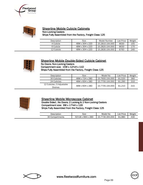 Price List - Fleetwood Furniture