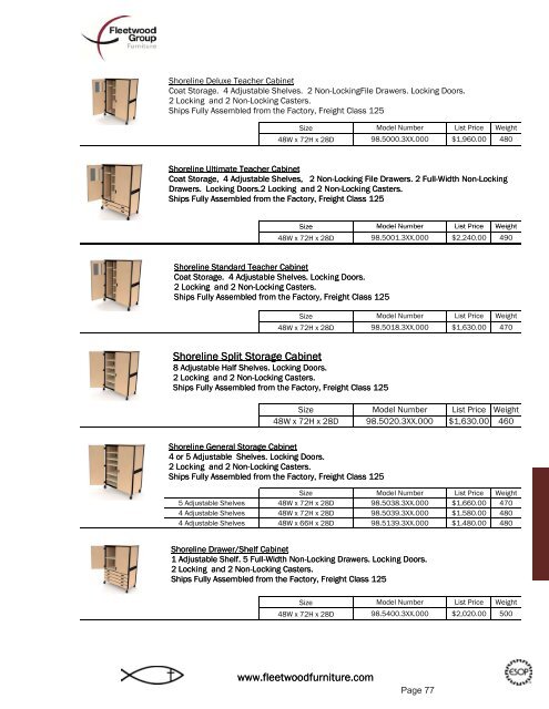 Price List - Fleetwood Furniture