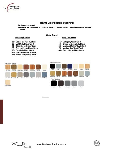 Price List - Fleetwood Furniture