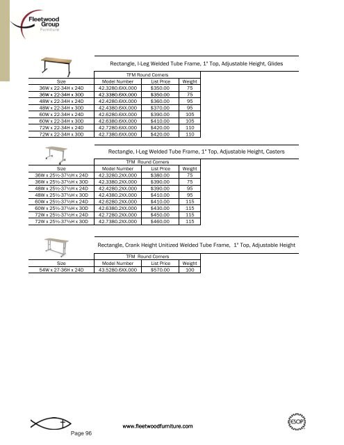 Price List - Fleetwood Furniture