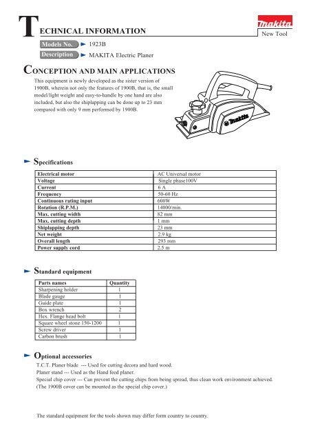 Makita electric outlet wood planer