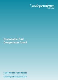 Disposable Pad Comparison Chart - Independence Australia