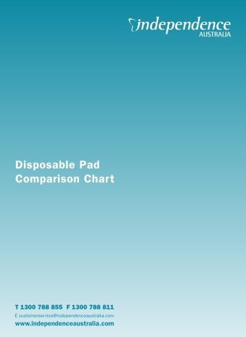 Disposable Pad Comparison Chart - Independence Australia