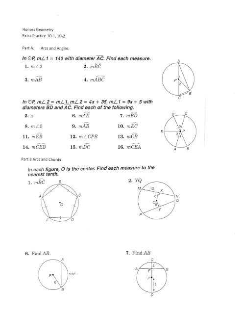 Extra Honors Practice 10 1 3 Pdf Mrs Valentine S Honors Geometry