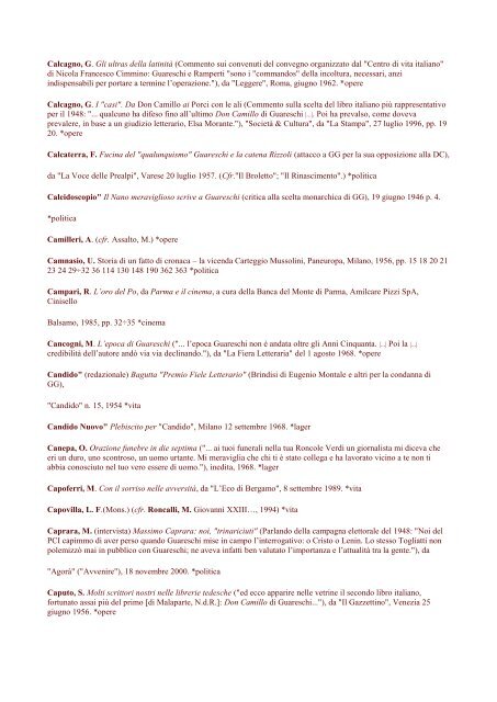 Bibliografia essenziale di Giovannino Guareschi - Unione Terre ...