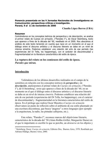 La ruptura del relato en los comienzos del estilo de ... - Catedras