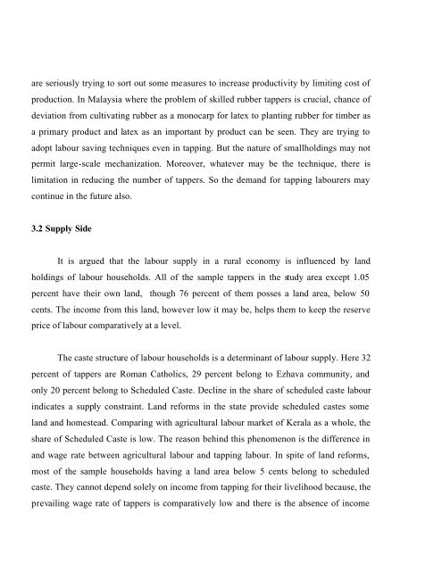 socio-economic profile of rubber tappers in the small holding sector